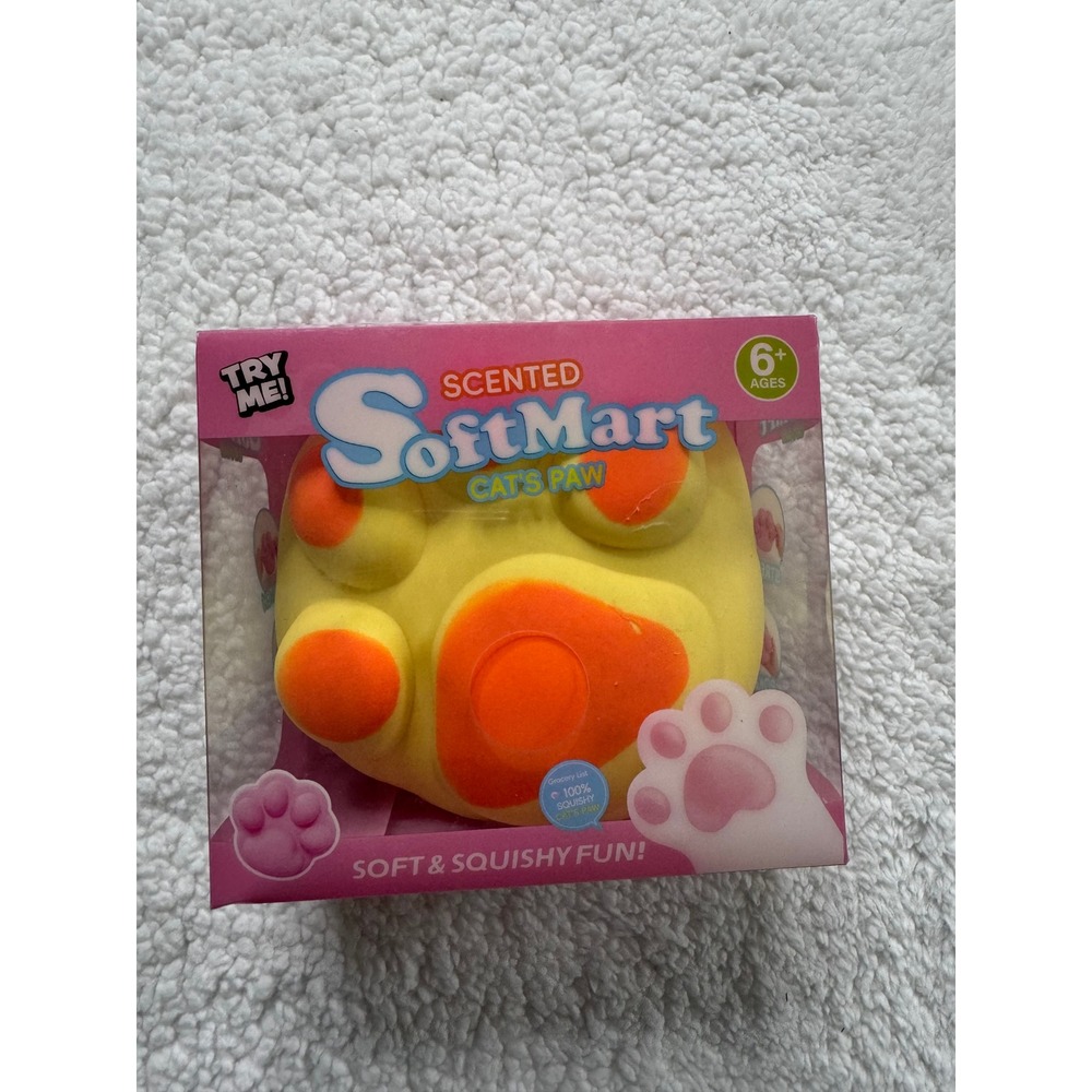 SoftMart Scented Cat's Paw Squishy Toy Kids OS Yellow Orange New With Defects